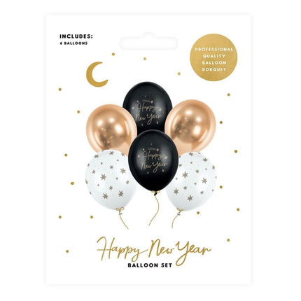 Feestbazaar Happy New Year Ballonnen Mix Sterren (6st)