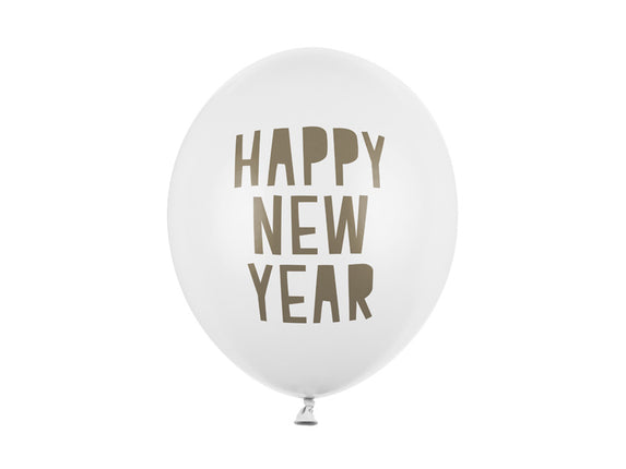 Feestbazaar Happy New Year Ballonnen Pastel Puur Wit (6st)