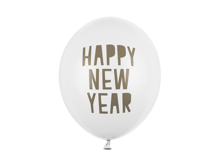 Feestbazaar Happy New Year Ballonnen Pastel Puur Wit (6st)