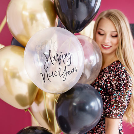 Feestbazaar Happy New Year ballonnen Transparant (6st)