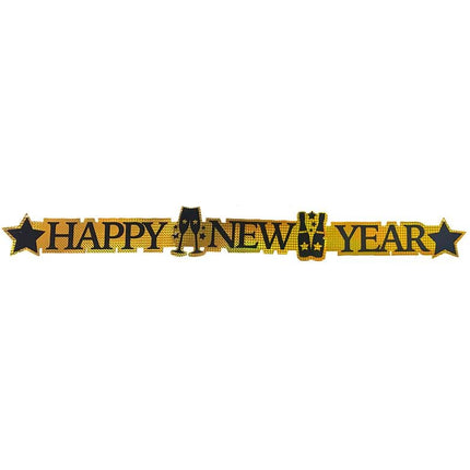 Feestbazaar Happy New Year Banner Goud 113cm