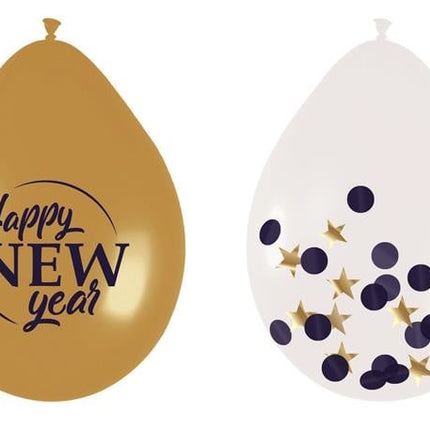 Feestbazaar Happy New Year Glossy Ballonnen Mix (6st)