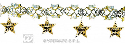 Feestbazaar Happy new year laser slinger goud