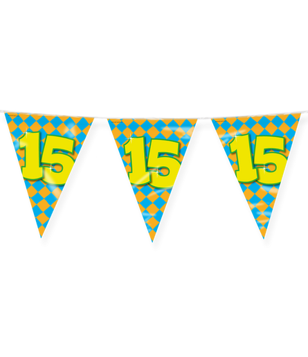 Feestbazaar Happy Verjaardag Vlaggenlijn 15 Jaar (10m)