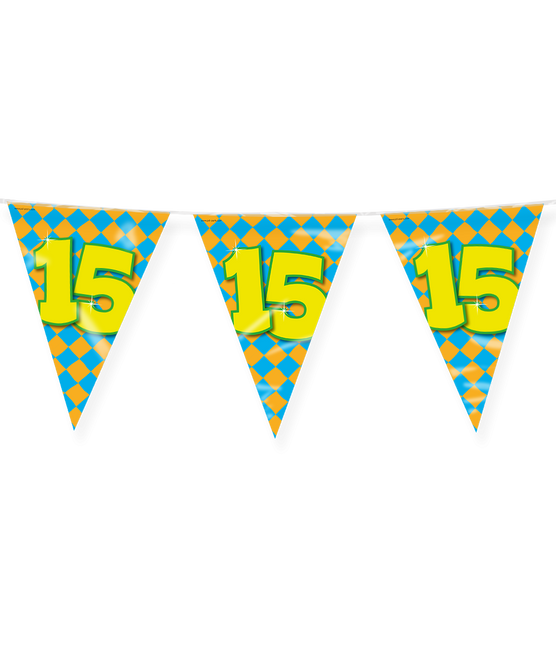 Feestbazaar Happy Verjaardag Vlaggenlijn 15 Jaar (10m)