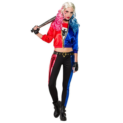 Feestbazaar Harley Quinn Kostuum Dames Fatale Blauw/Rood