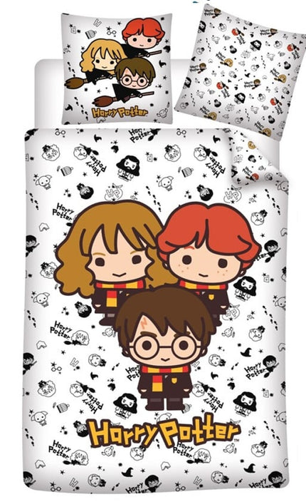 Feestbazaar Harry Potter Dekbedovertrek - Harry Ron Hermelien Cartoon - 140x200cm