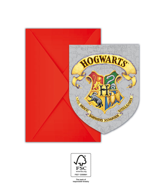 Feestbazaar Harry Potter Uitnodigingen En Enveloppen Hogwarts (6st)
