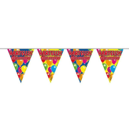 Feestbazaar Hartelijk Gefeliciteerd vlaggenlijn - 10 meter