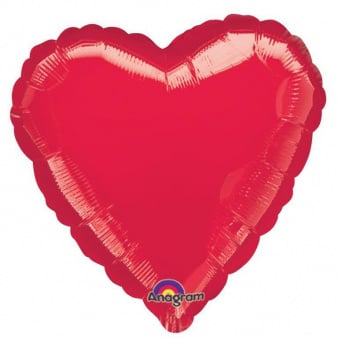 Feestbazaar Hartjes Ballon Folie Metallic Rood - 43cm
