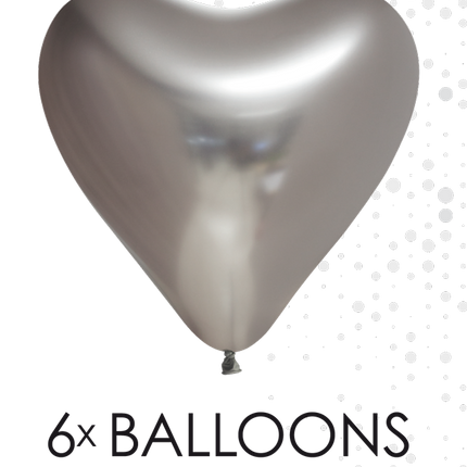 Feestbazaar Hartjes Ballonnen Chrome Zilver (6st)