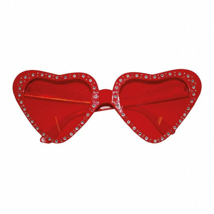 Feestbazaar Hartjes bril rood steentjes