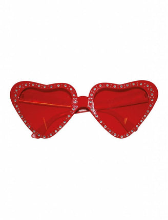 Feestbazaar Hartjes bril rood steentjes