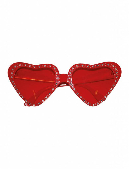 Feestbazaar Hartjes bril rood steentjes