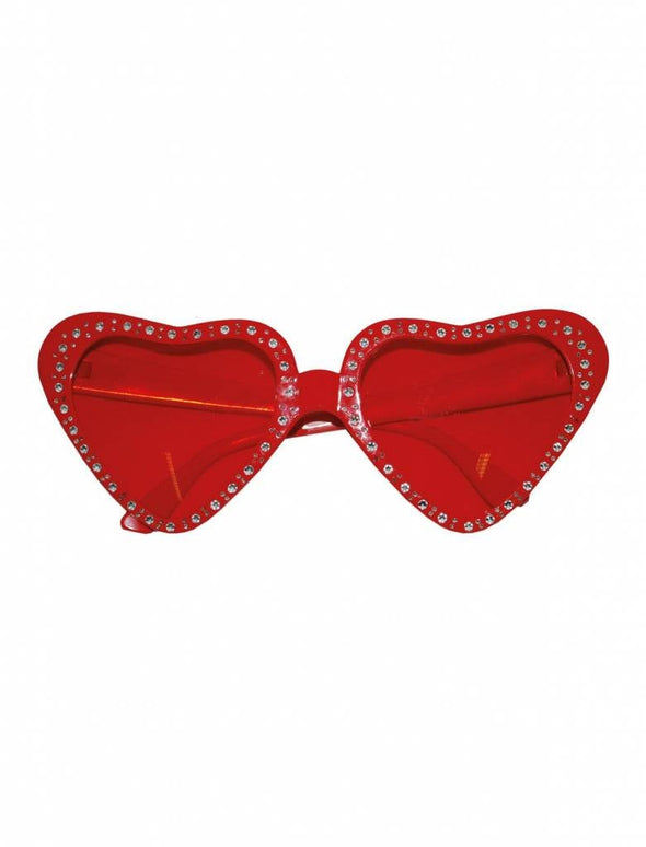 Feestbazaar Hartjes bril rood steentjes