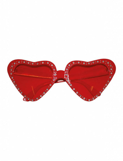 Feestbazaar Hartjes bril rood steentjes