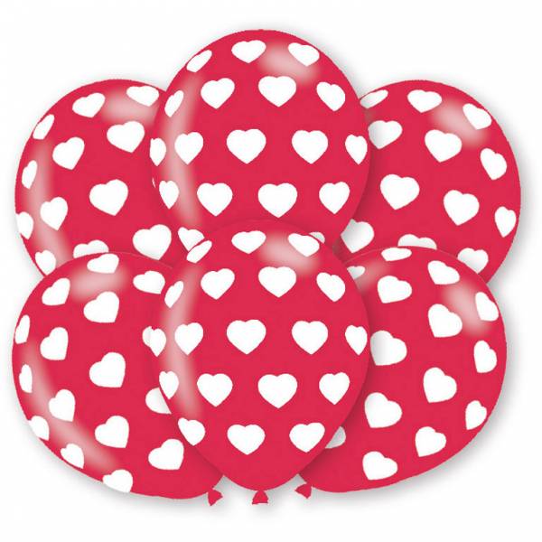 Feestbazaar Hartjes latex ballonnen 6 stuks