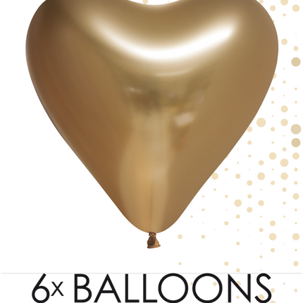 Feestbazaar Hartjesballonnen Chrome Goud 30cm (6st)