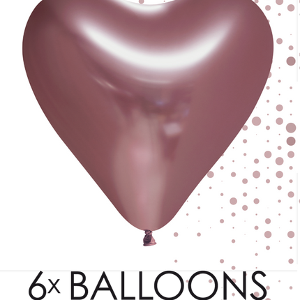 Feestbazaar Hartjesballonnen Chrome Rosegoud 30cm (6st)