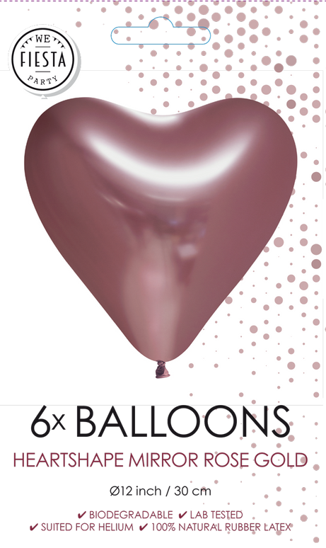 Feestbazaar Hartjesballonnen Chrome Rosegoud 30cm (6st)