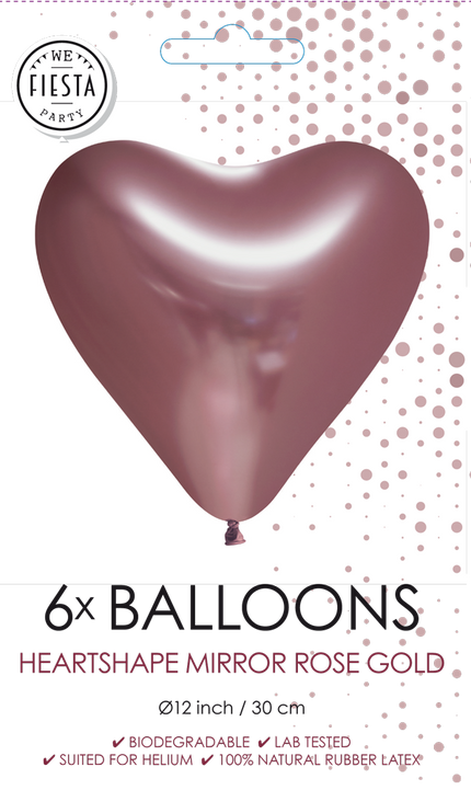 Feestbazaar Hartjesballonnen Chrome Rosegoud 30cm (6st)