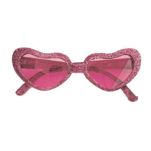 Feestbazaar Hartjesbril glitter roze