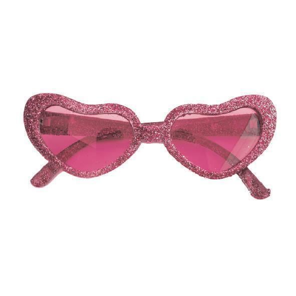 Feestbazaar Hartjesbril glitter roze