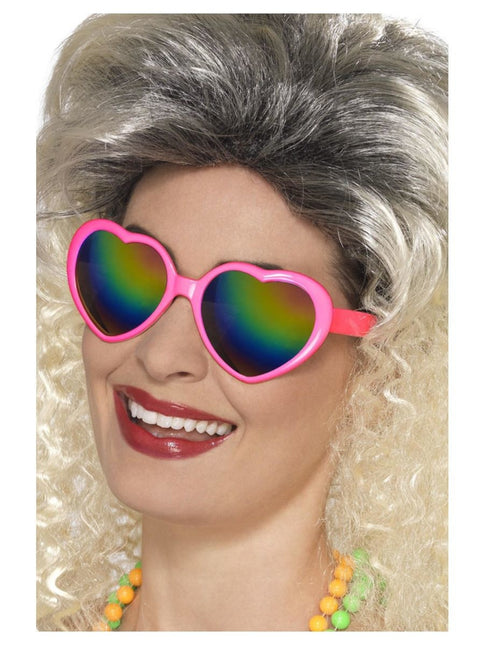 Feestbazaar Hartjesbril Roze Met Regenboogglas