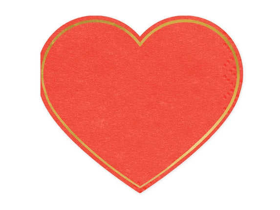 Feestbazaar Hartvormige Servetten Rood/Goud (20st)