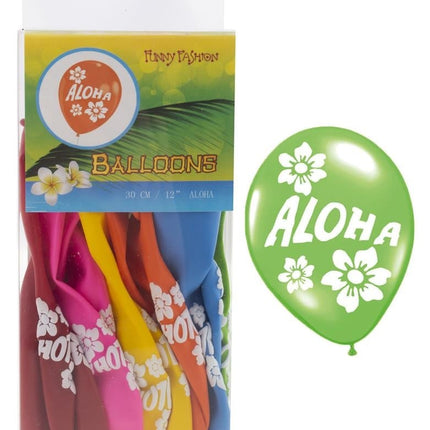 Feestbazaar Hawaii ballonnen 'Aloha' Multikleur - 12 Stuks