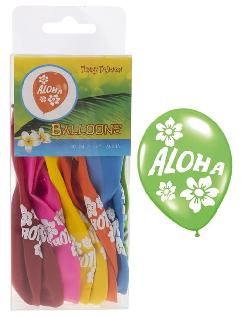 Feestbazaar Hawaii ballonnen 'Aloha' Multikleur - 12 Stuks