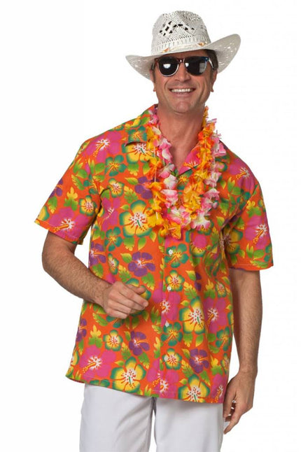 Feestbazaar Hawaii blouse heer oranje
