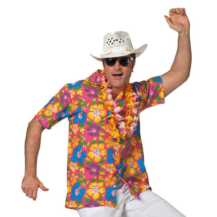 Feestbazaar Hawaii blouse heer/dame pink