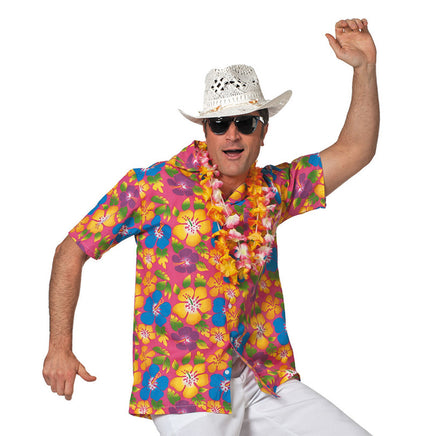 Feestbazaar Hawaii blouse heer/dame pink