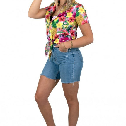 Feestbazaar Hawaii Blouse Met Zonneklep Ananassen Roze