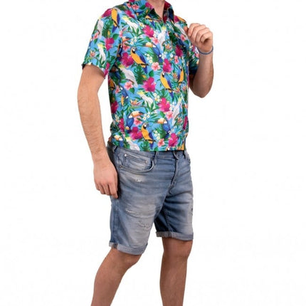 Feestbazaar Hawaii blouse met Zonneklep Blauw