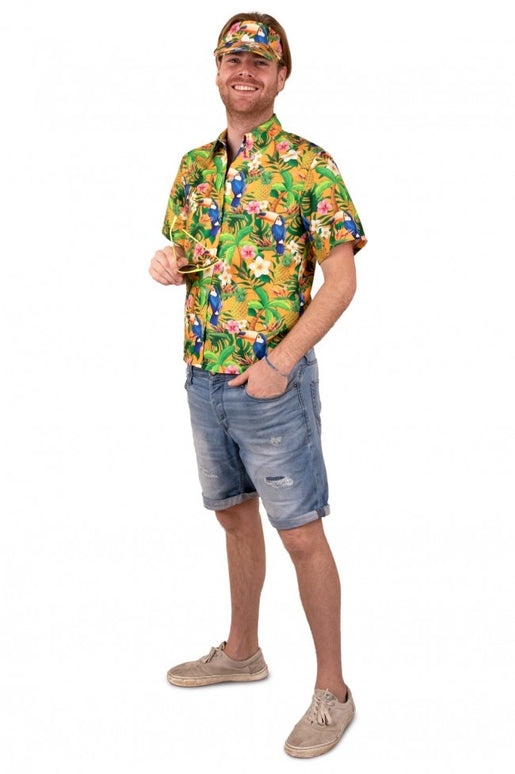 Feestbazaar Hawaii blouse met Zonneklep Oranje