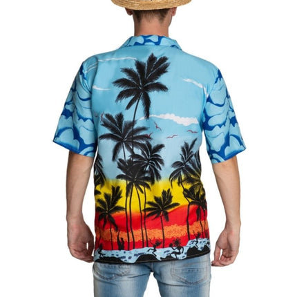 Feestbazaar Hawaii Blouse Paradise Blauw Heren