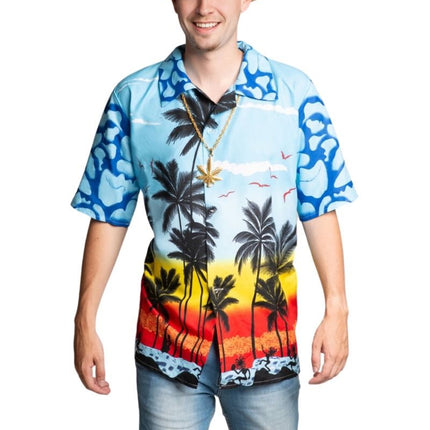 Feestbazaar Hawaii Blouse Paradise Blauw Heren
