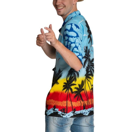 Feestbazaar Hawaii Blouse Paradise Blauw Heren