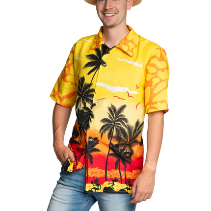 Feestbazaar Hawaii Blouse Paradise Geel Heren