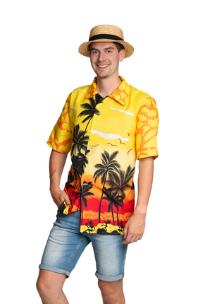 Feestbazaar Hawaii Blouse Paradise Geel Heren