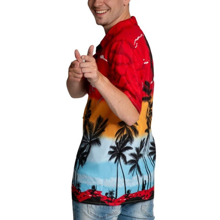 Feestbazaar Hawaii Blouse Paradise Rood Heren