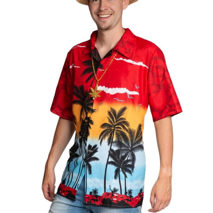 Feestbazaar Hawaii Blouse Paradise Rood Heren