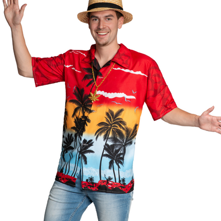 Feestbazaar Hawaii Blouse Paradise Rood Heren