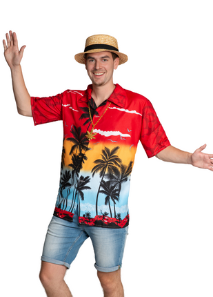 Feestbazaar Hawaii Blouse Paradise Rood Heren