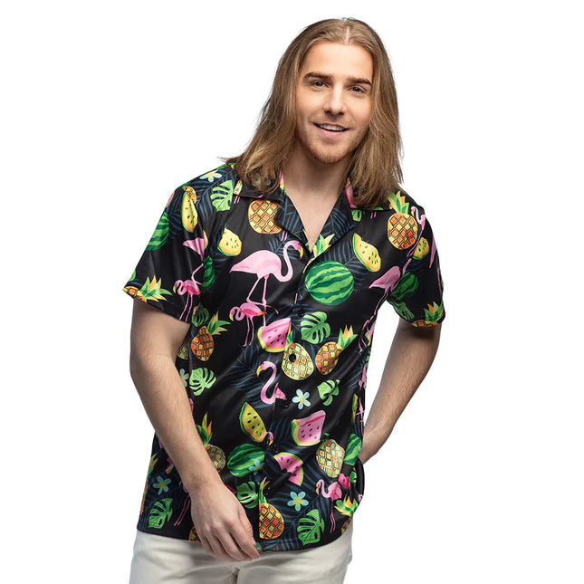 Feestbazaar Hawaii Blouse Swinging Flamingo Heren