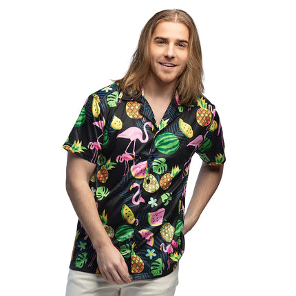 Feestbazaar Hawaii Blouse Swinging Flamingo Heren