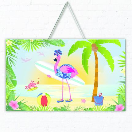 Feestbazaar Hawaii Deurbord Flamingo 3D
