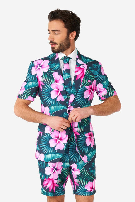 Feestbazaar Hawaii Grande Zomer Pak Roze Bloem Opposuits